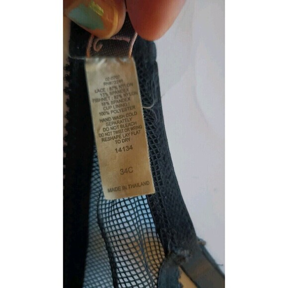 Jezebel Floral Lace Push-Up Bra Size 34C Black Underwire Vintage Sexy - Picture 5 of 10